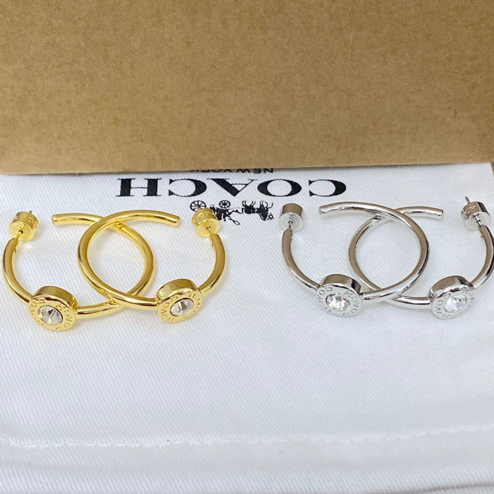 Coach Rhinestone Geometric Statement Earrings